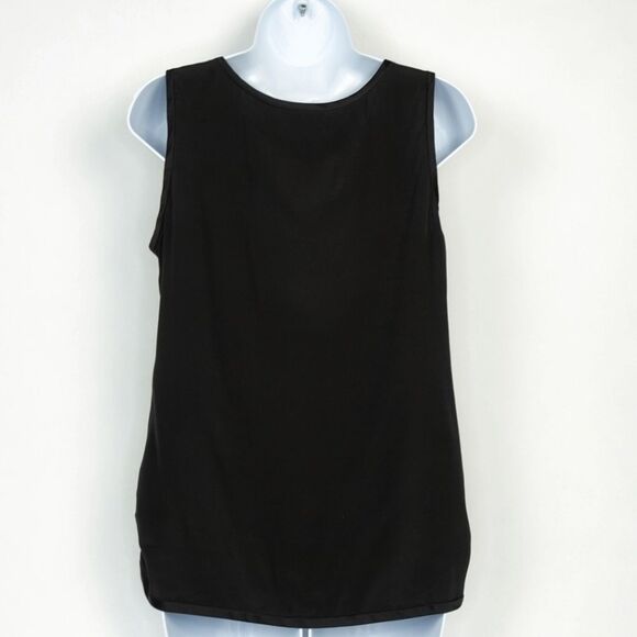 Eileen Fisher Silk Tank Cinched Sleeveless Blouse Black Preppy 6 Classic - Picture 3 of 7